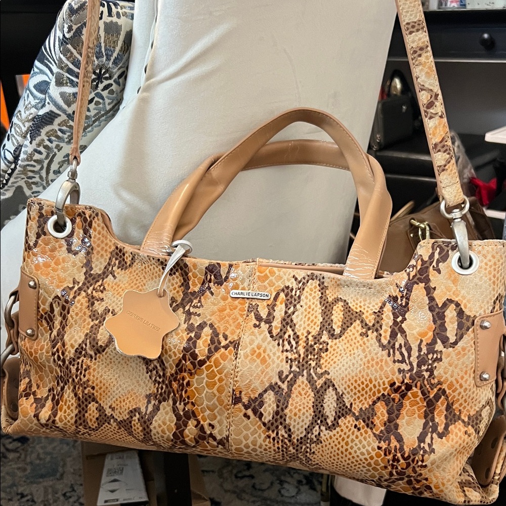 Charlie Lapson Snakeskin Leather Handbag